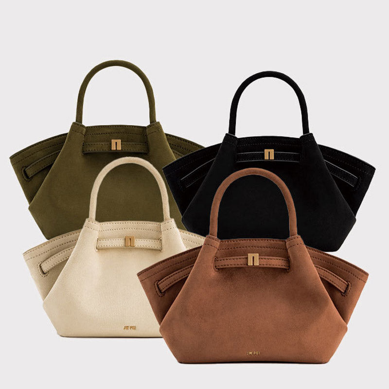 Women’s Suede Leather Dumpling-Shaped Large Tote Bag image 2
