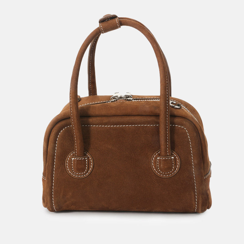 Women’s Suede Leather Vintage Zip Top Handle bag image 2
