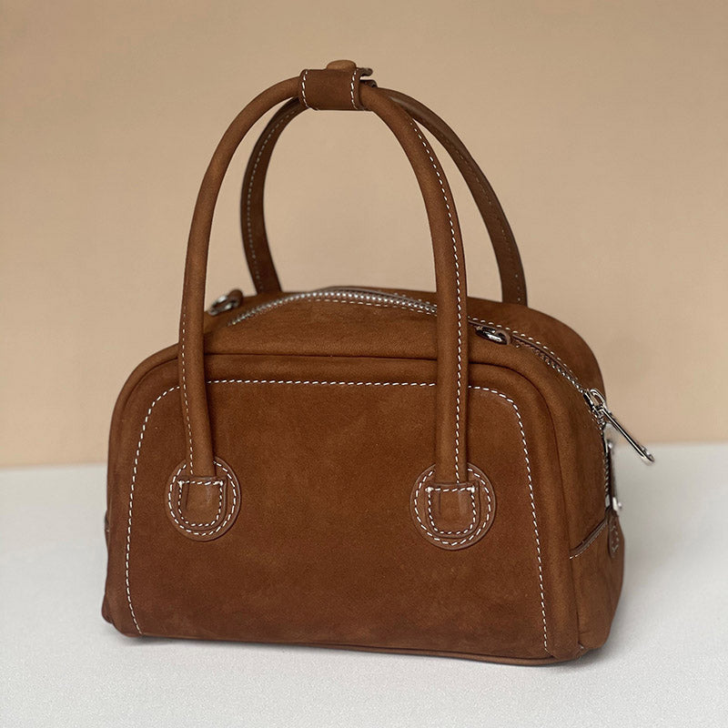 Women’s Suede Leather Vintage Zip Top Handle bag image 3