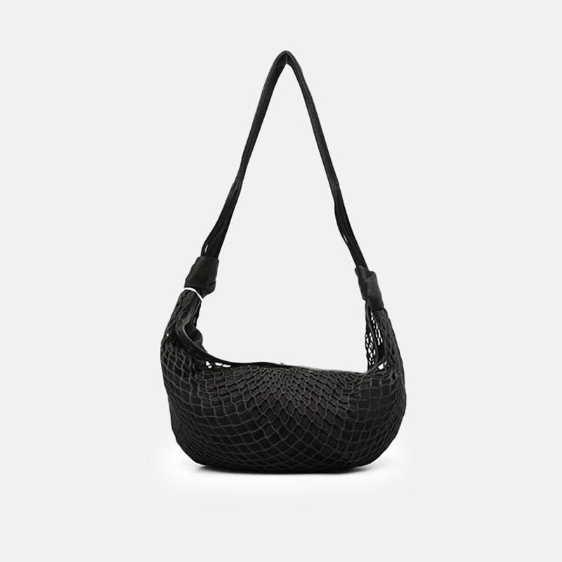 Women’s Top-Grain Cowhide Fishnet Baguette Bag image 3
