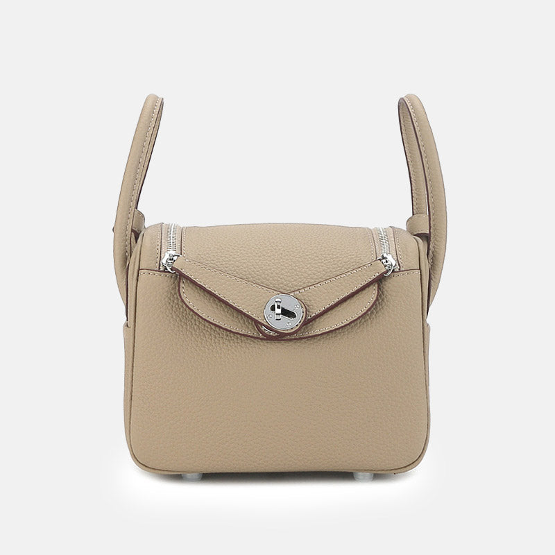 Women’s Top-Grain Leather Pillow Shoulder Handbag In Silver Hardware image