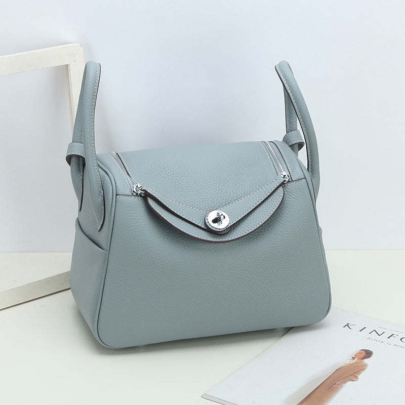 Women’s Top-Grain Leather Pillow Shoulder Handbag In Silver Hardware image 10