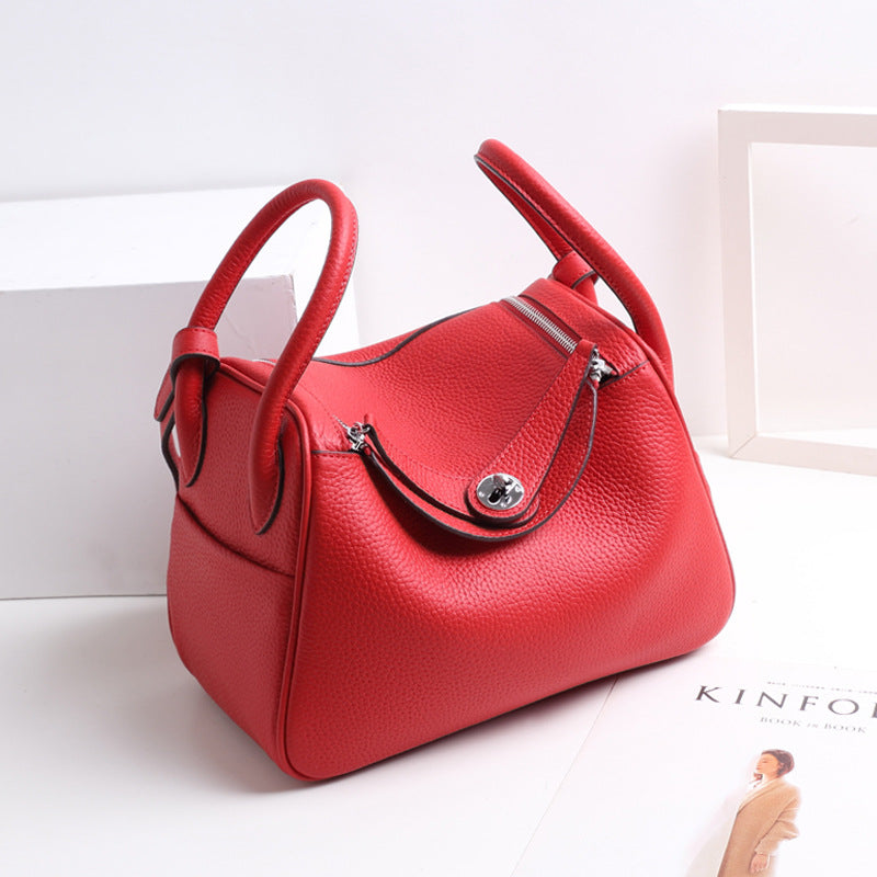 Women’s Top-Grain Leather Pillow Shoulder Handbag In Silver Hardware image 14