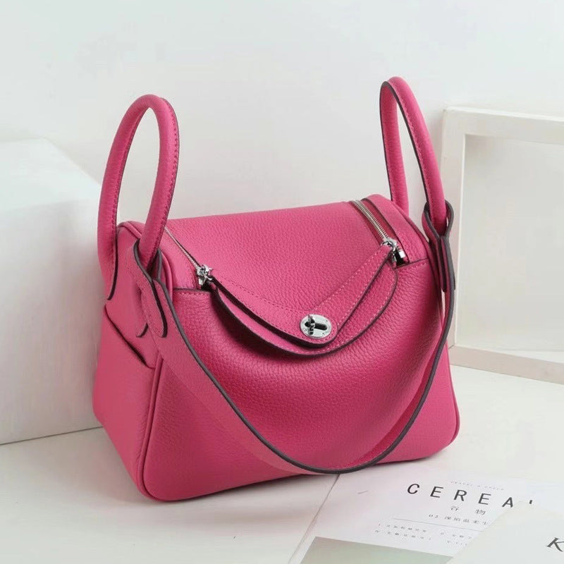 Women’s Top-Grain Leather Pillow Shoulder Handbag In Silver Hardware image 15