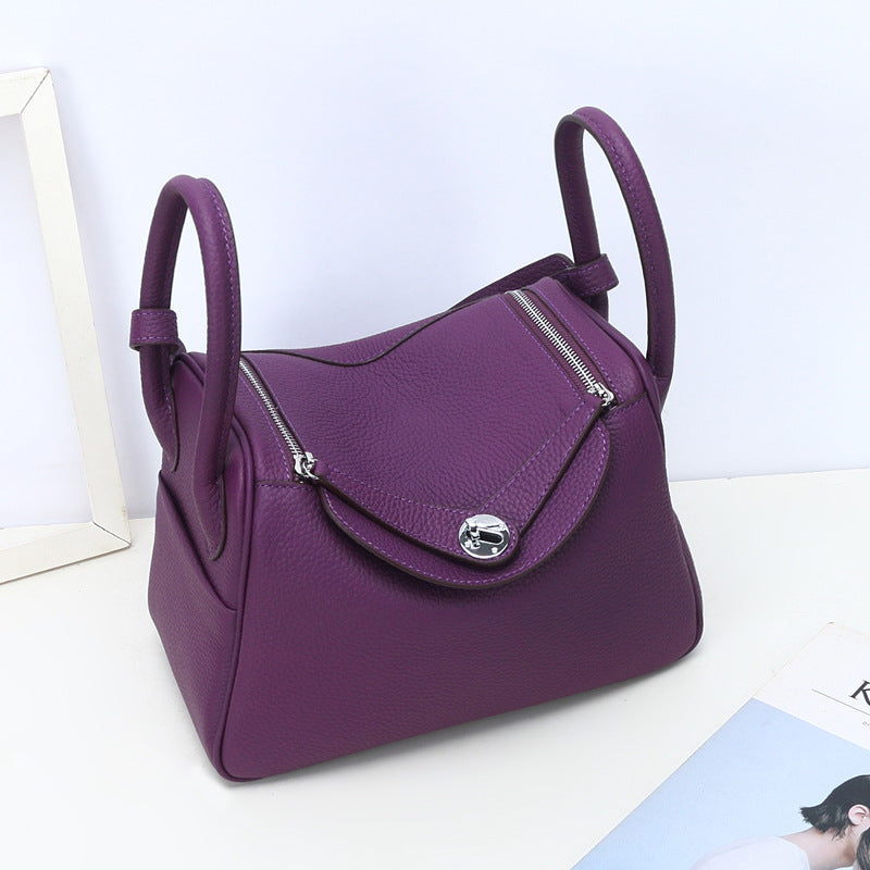 Women’s Top-Grain Leather Pillow Shoulder Handbag In Silver Hardware image 17
