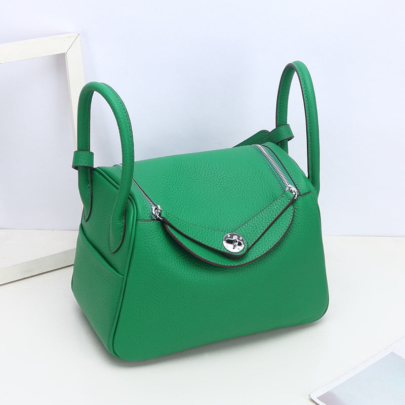 Women’s Top-Grain Leather Pillow Shoulder Handbag In Silver Hardware image 18