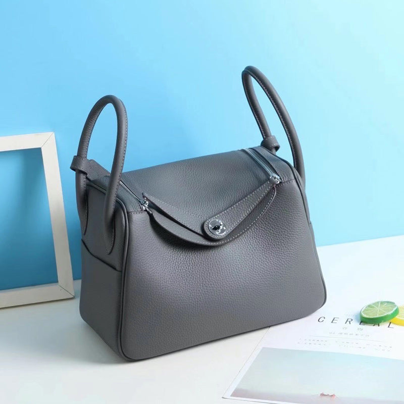 Women’s Top-Grain Leather Pillow Shoulder Handbag In Silver Hardware image 20