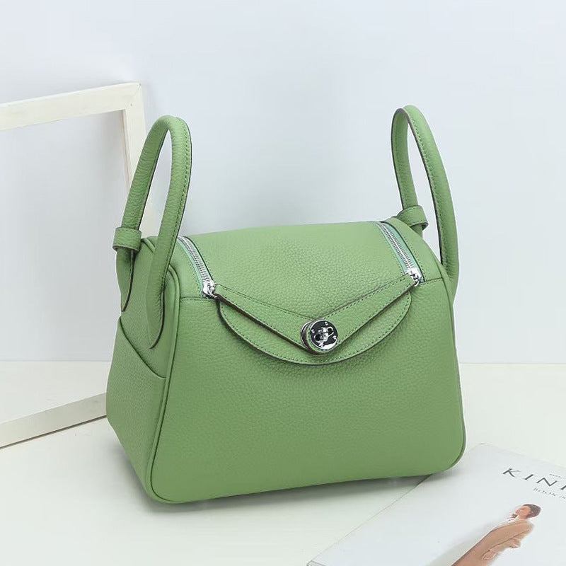 Women’s Top-Grain Leather Pillow Shoulder Handbag In Silver Hardware image 23