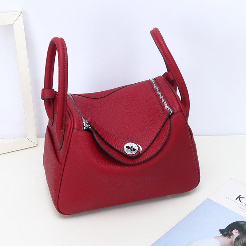 Women’s Top-Grain Leather Pillow Shoulder Handbag In Silver Hardware image 24