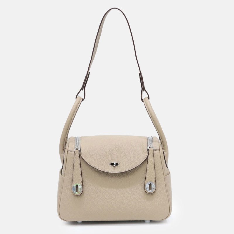 Women’s Top-Grain Leather Pillow Shoulder Handbag In Silver Hardware image 2