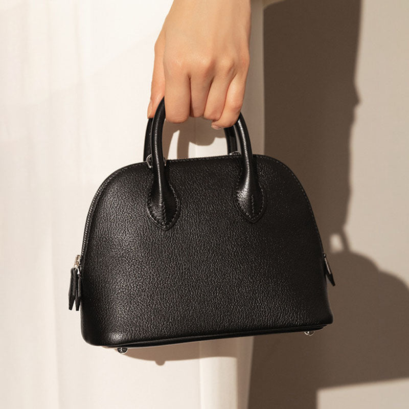 Women’s Top-Grain Leather Shell-Shaped Bowling Handbag image 7