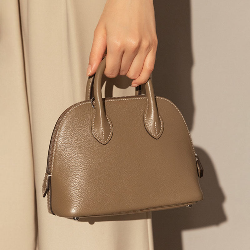 Women’s Top-Grain Leather Shell-Shaped Bowling Handbag image 8