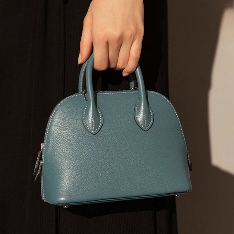 Women’s Top-Grain Leather Shell-Shaped Bowling Handbag image 4