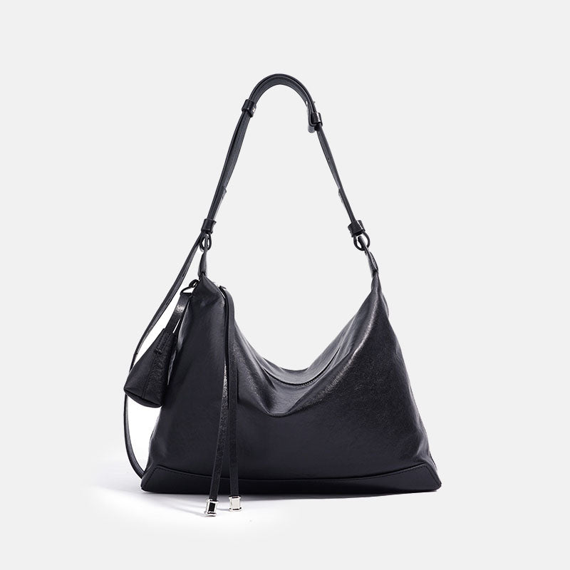 Women’s Top-Grain Vegetable-Tanned Leather Hobo Baguette Bag image