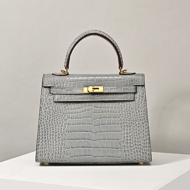Women’s Top Handle Bags Croc Print Split Leather image 11