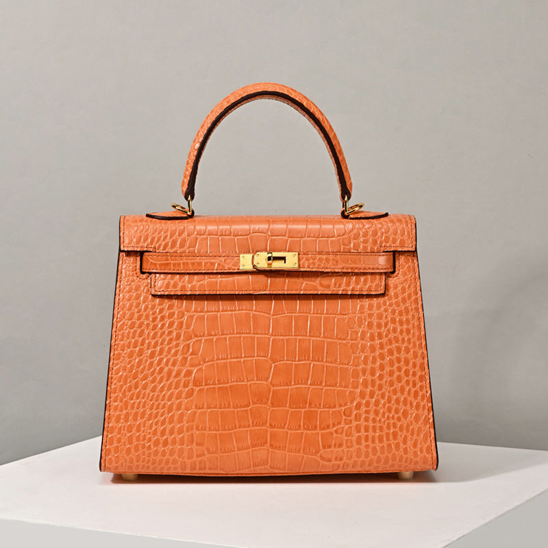 Women’s Top Handle Bags Croc Print Split Leather image 13