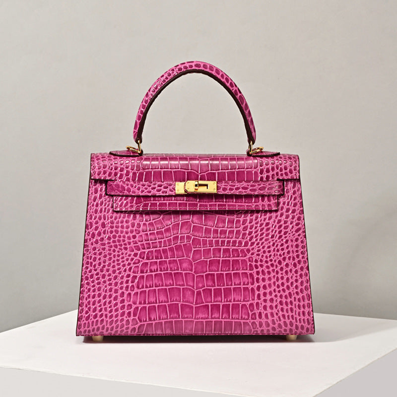 Women’s Top Handle Bags Croc Print Split Leather image 8