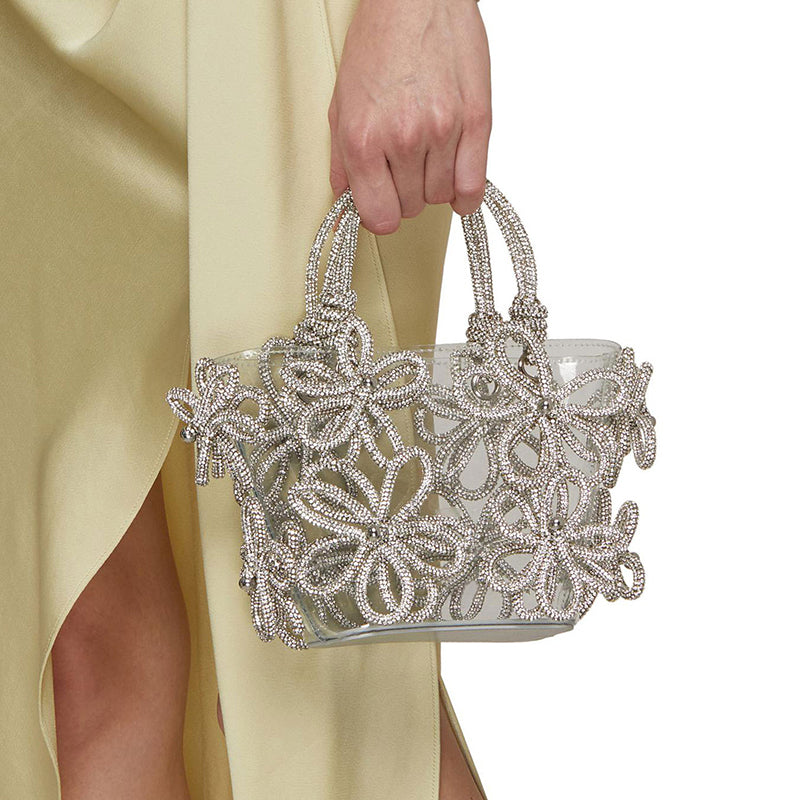 Women’s Transparent Butterfly Bow Evening Tote Bag with Rhinestones image 4