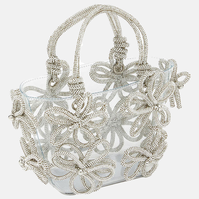 Women’s Transparent Butterfly Bow Evening Tote Bag with Rhinestones image 2
