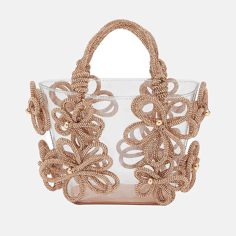Women’s Transparent Butterfly Bow Evening Tote Bag with Rhinestones image 5