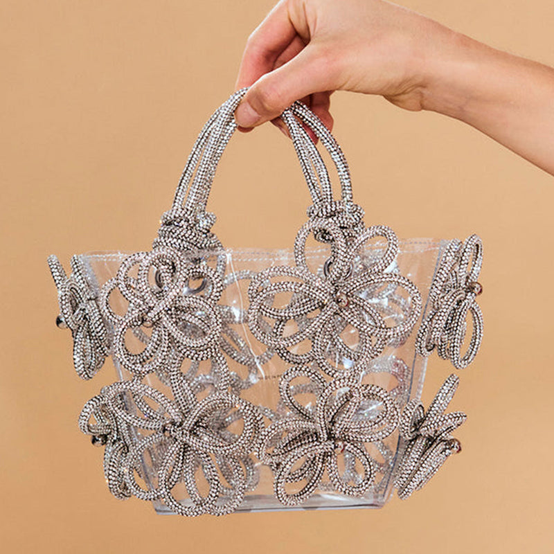 Women’s Transparent Butterfly Bow Evening Tote Bag with Rhinestones image 3