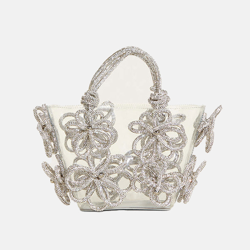 Women’s Transparent Butterfly Bow Evening Tote Bag with Rhinestones image