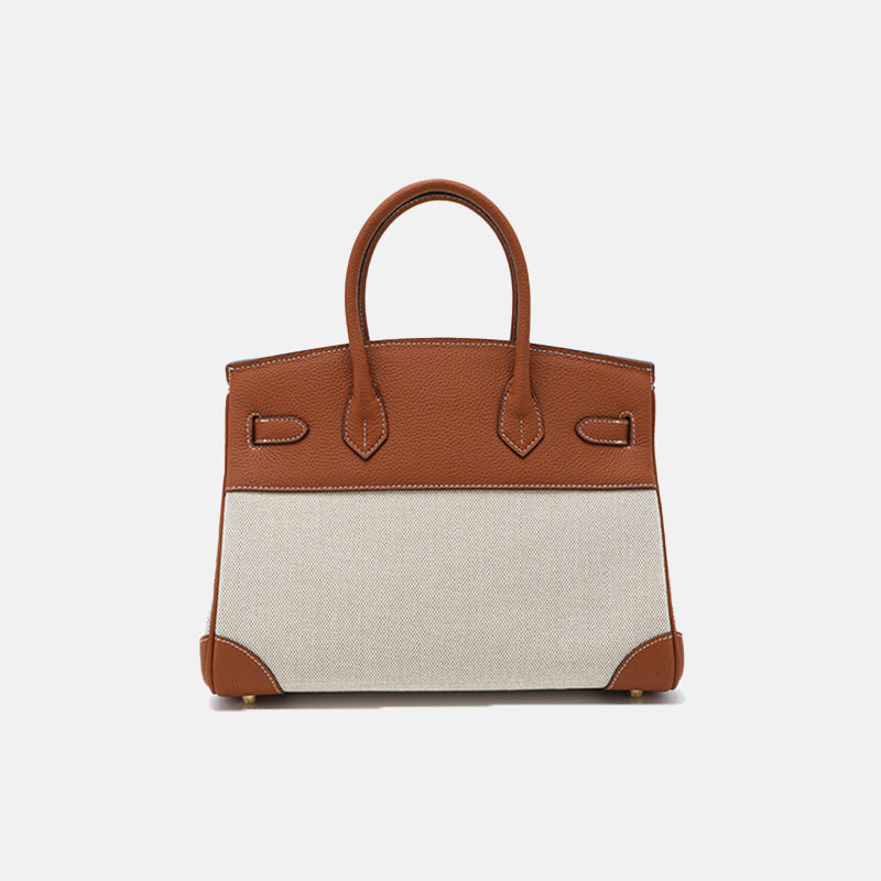 Women’s Two Tone Leather & Canvas Handbags image 3