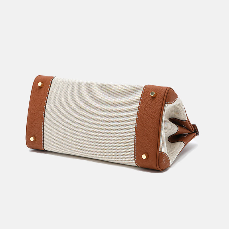 Women’s Two Tone Leather & Canvas Handbags image 4
