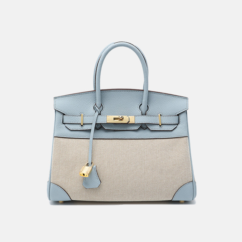 Women’s Two Tone Leather & Canvas Handbags image 6