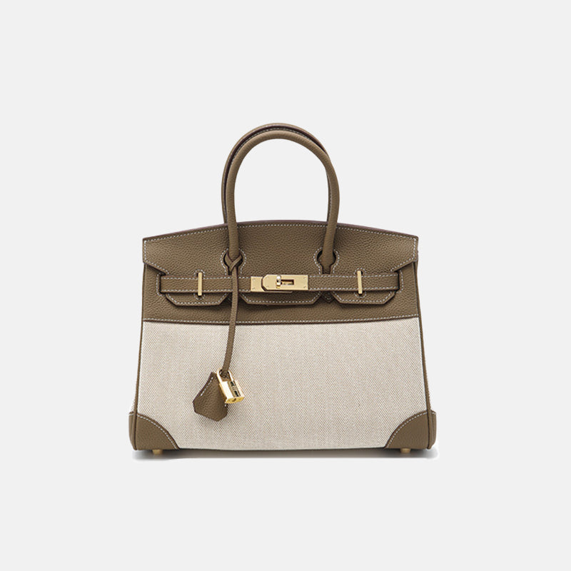 Women’s Two Tone Leather & Canvas Handbags image 7