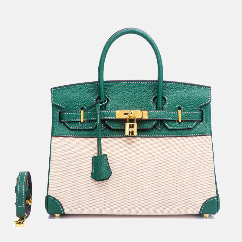 Women’s Two Tone Leather & Canvas Top Handle Bags image 13