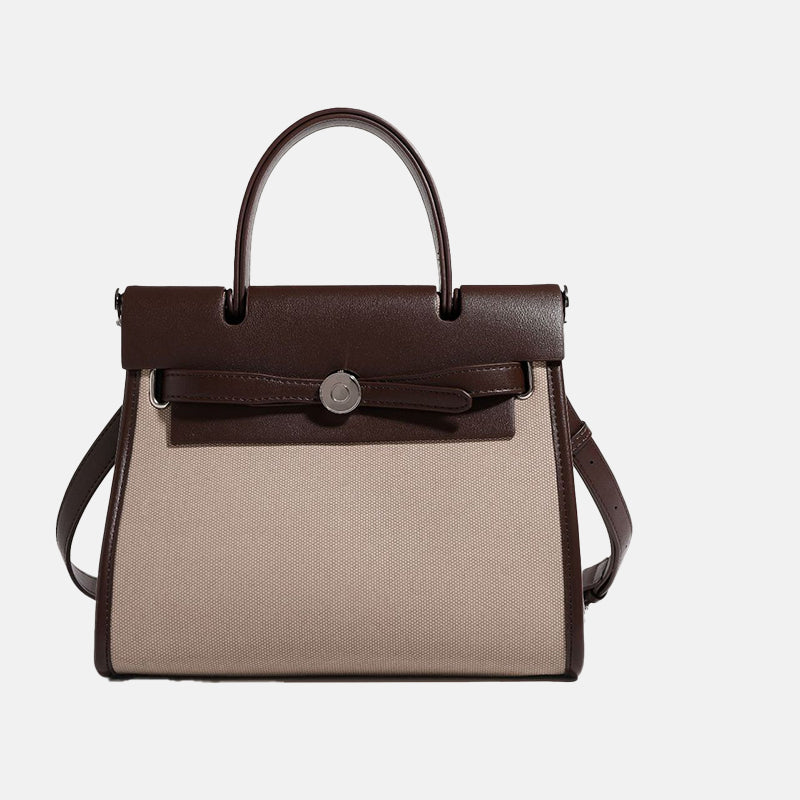 Women’s Two Tone Top Handle Bags with Shoulder Strap image 2