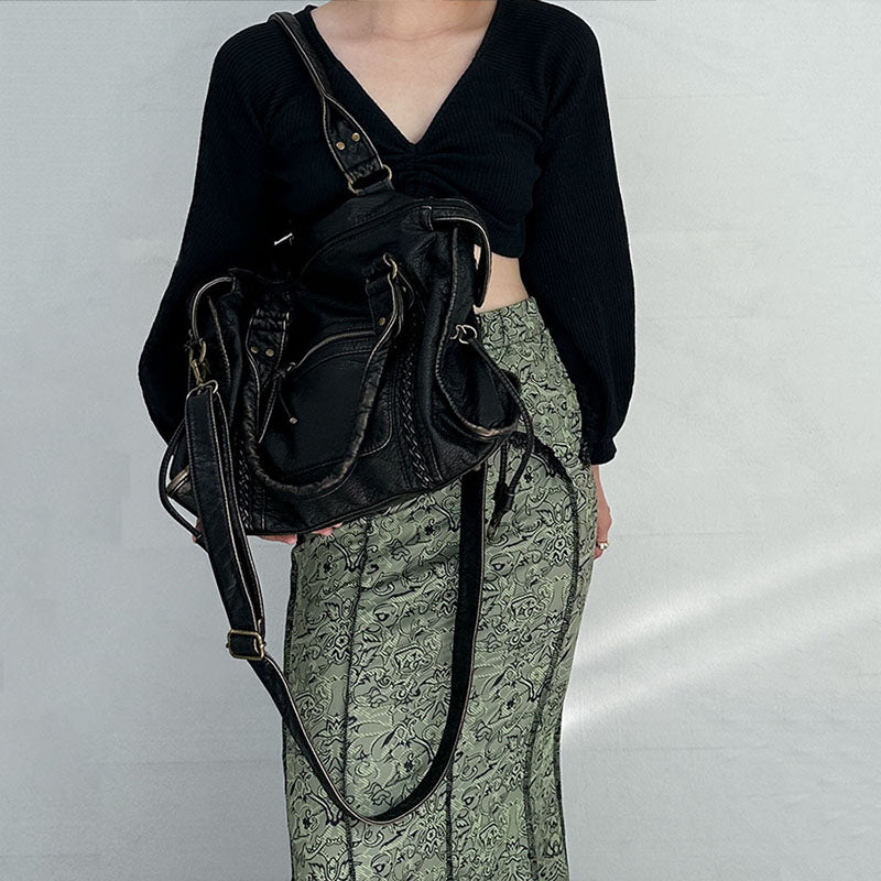 Women’s Vintage Antique Bronze PU Material Crossbody Tote Bag image 5