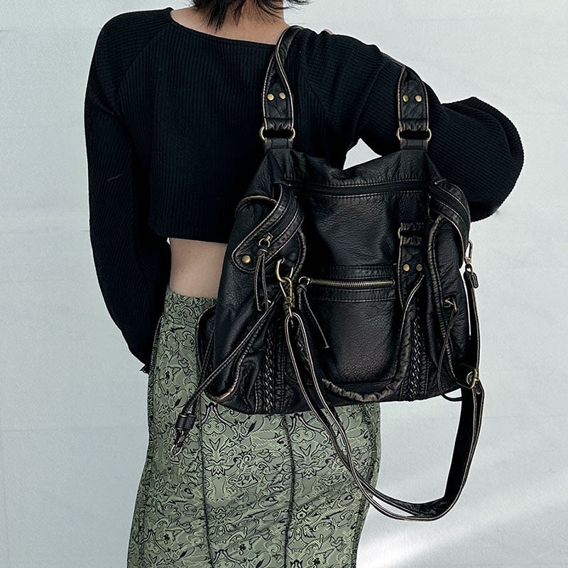 Women’s Vintage Antique Bronze PU Material Crossbody Tote Bag image 6