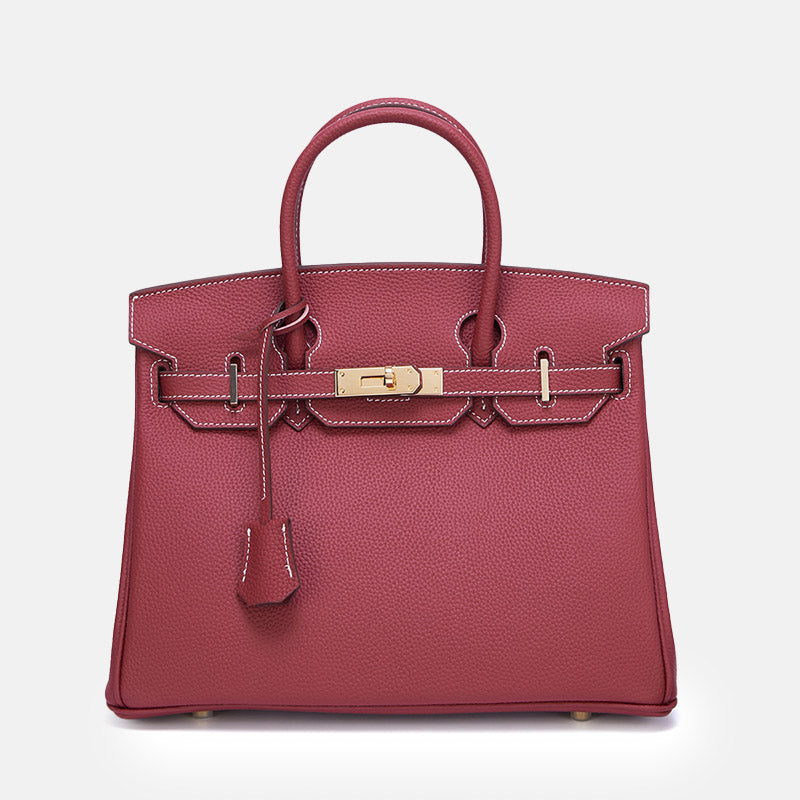 Women’s Full Grain Leather Handbags Gold Hardware 40CM without Shoulder Strap image 7