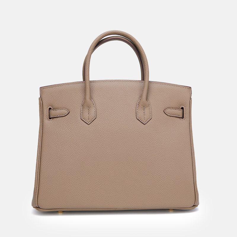 Women’s Vintage Full-Grain Leather Top Handle Bag In Gold Lock Closure image 4