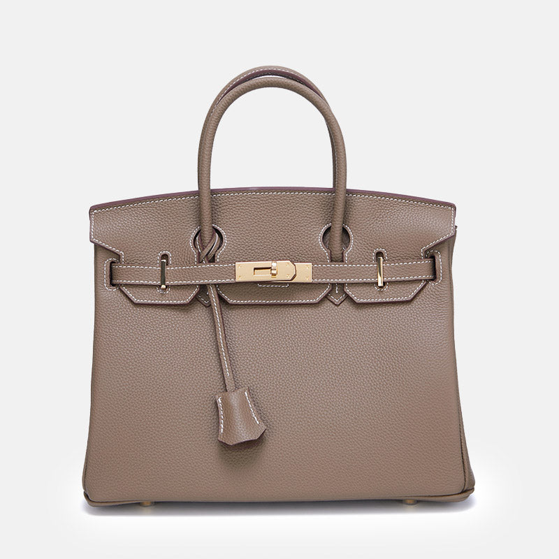 Women’s Full Grain Leather Handbags Gold Hardware 40CM without Shoulder Strap image 8