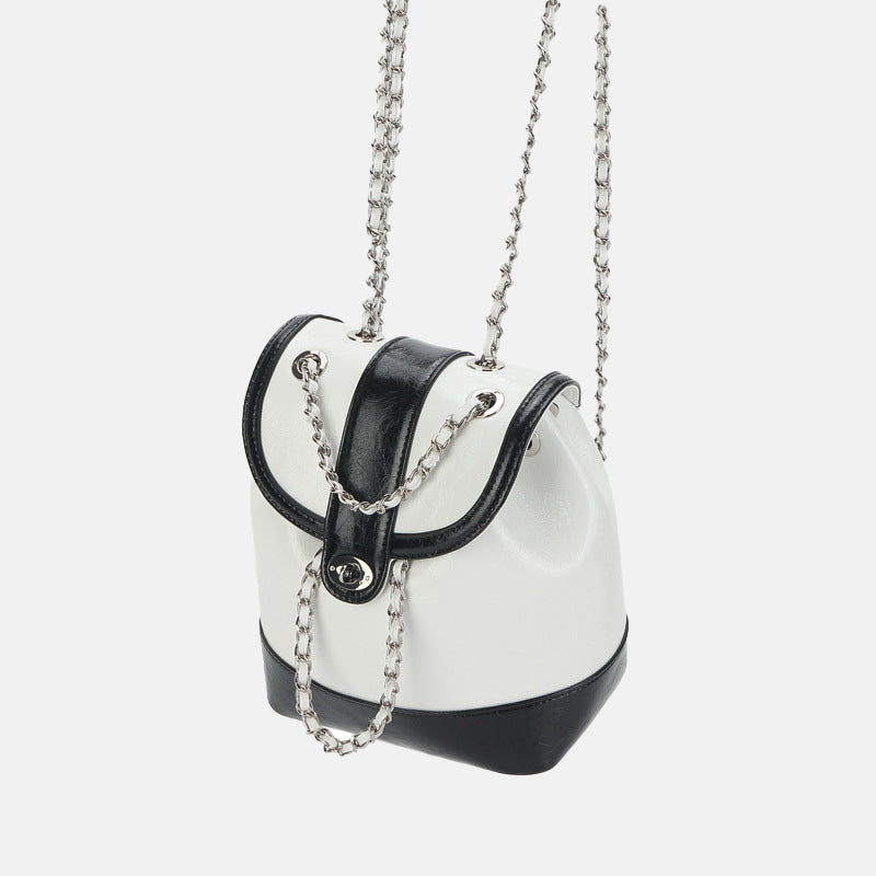 Women’s Vintage Genuine Leather Backpack with Iron Chain Strap image 8