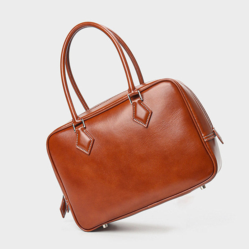 Women’s Vintage Genuine Leather Bowling Handbag image