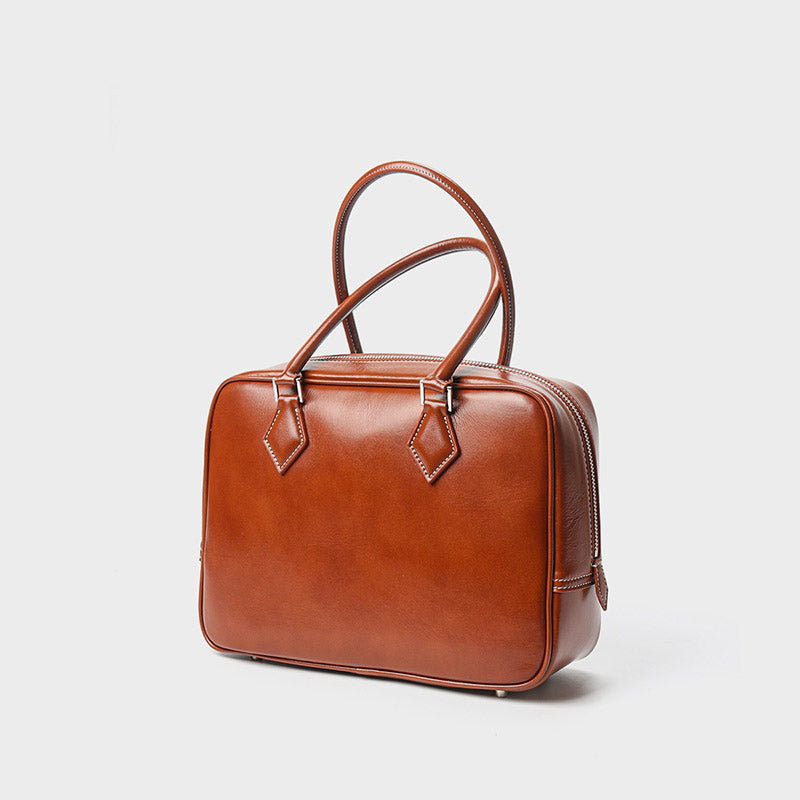 Women’s Vintage Genuine Leather Bowling Handbag image 2