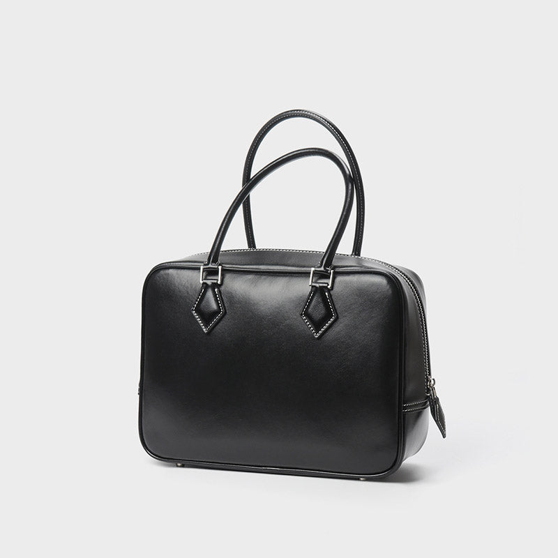 Women’s Vintage Genuine Leather Bowling Handbag image 6