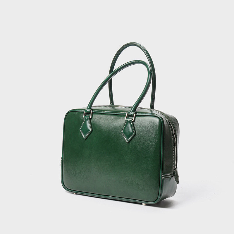 Women’s Vintage Genuine Leather Bowling Handbag image 4