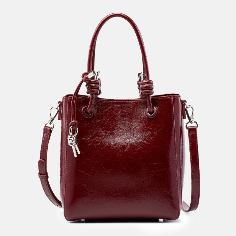 Women’s Vintage Genuine Leather Crackle Bucket Bag image