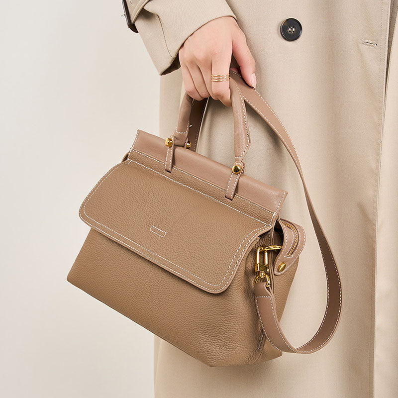 Women’s Vintage Genuine Leather Crossbody Messenger Top Handle Bag image 6