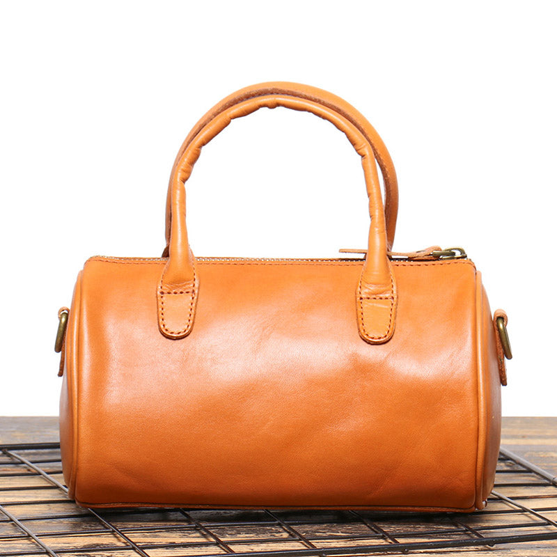 Women’s Vintage Genuine Leather Cylindrical Handbag image 4