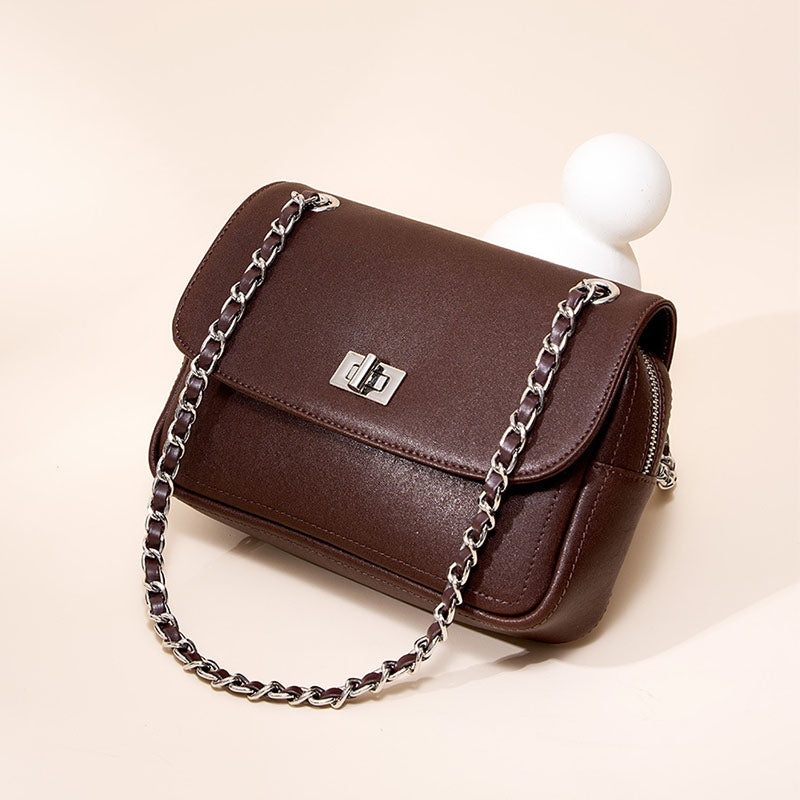 Women’s Vintage Genuine Leather Flap Lock Chain Shoulder Bags image 4