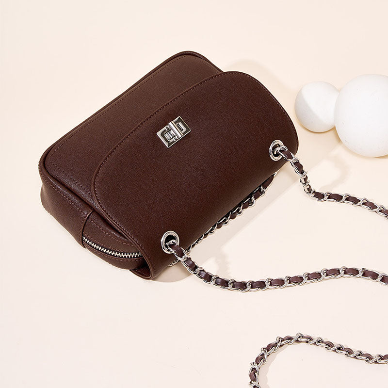 Women’s Vintage Genuine Leather Flap Lock Chain Shoulder Bags image 5