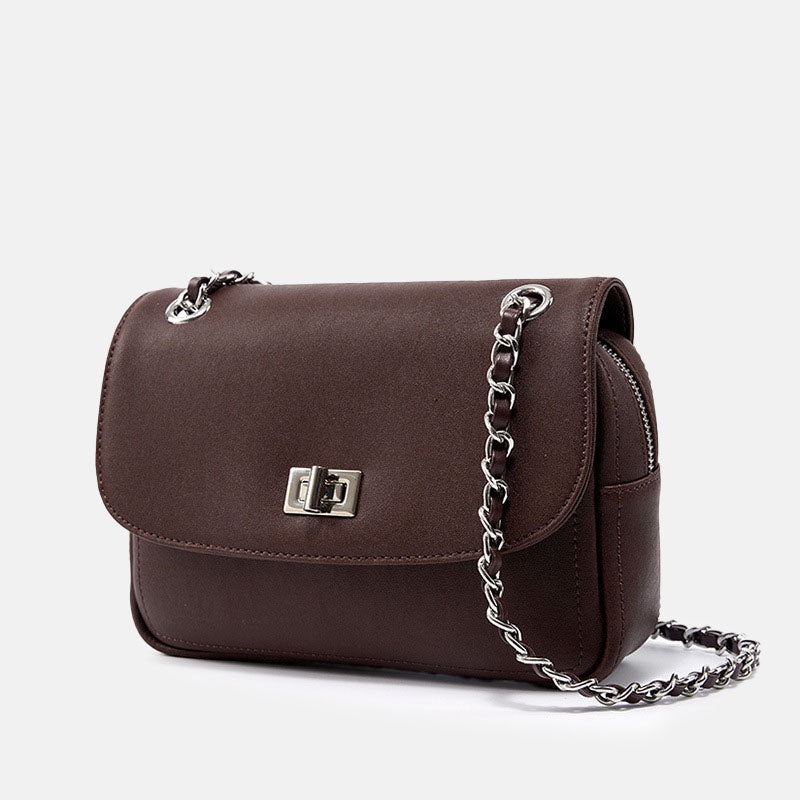 Women’s Vintage Genuine Leather Flap Lock Chain Shoulder Bags image 2