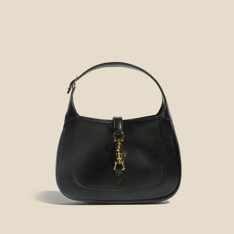 Women’s Vintage Genuine Leather Lock Buckle Saddle Shoulder Tote Bag image 3