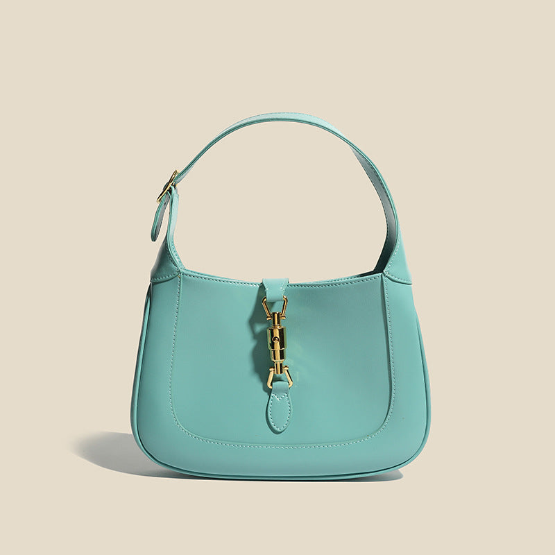 Women’s Vintage Genuine Leather Lock Buckle Saddle Shoulder Tote Bag image 4